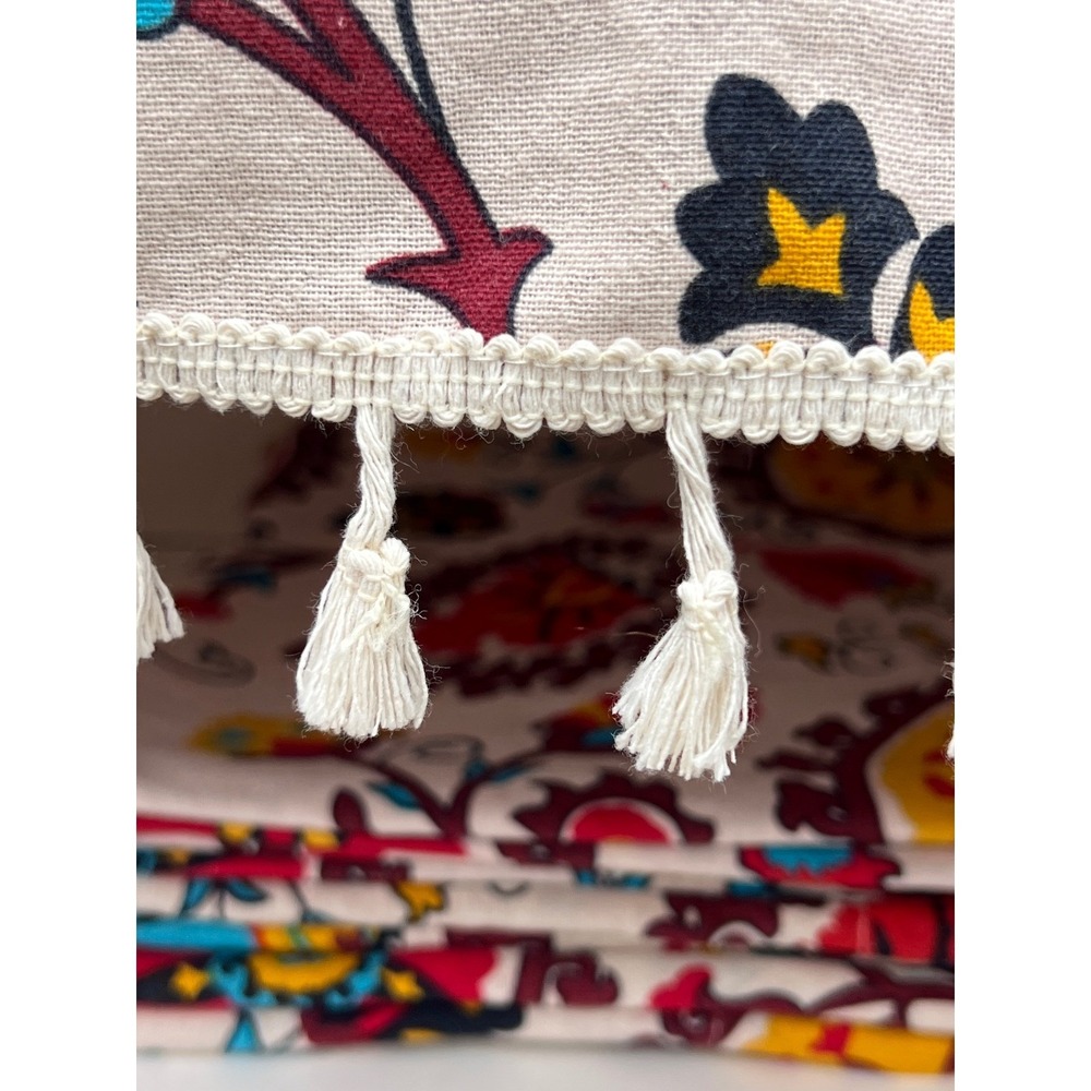 Suzani Style Curtains Cotton Blend Floral Boho Tassel Fringe 56x84 (4 panels) - Picture 9 of 10